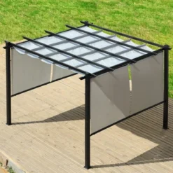Aoodor 10 X 10 Ft Outdoor Pergola With Retractable Canopy, Aluminum Frame, 4 Pieces Patio Sun Shade Shelter For Backyard, Deck 13 Aoodor 10 X 10 Ft Outdoor Pergola With Retractable Canopy, Aluminum Frame, 4 Pieces Patio Sun Shade Shelter For Backyard, Deck -Sunnydaze Decor Store GUEST f5faac70 072c 43a5 bdfe 1f9e1ae34b69