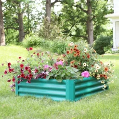 Sunnydaze Decor Sunnydaze Raised Powder-Coated Steel Rectangle Garden Bed Kit For Plants, Flowers, Herbs And Vegetables - 47" Wide X 11" Deep