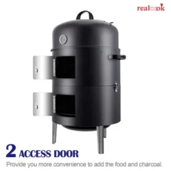 Realcook 17 Inch Vertical Heavy Duty Round Steel BBQ Charcoal Outdoor Smoker With Latch Locking System And Dual Entrance Doors, Black 7 Realcook 17 Inch Vertical Heavy Duty Round Steel BBQ Charcoal Outdoor Smoker With Latch Locking System And Dual Entrance Doors, Black -Sunnydaze Decor Store GUEST f6a4548a e15b 4aa0 ba2f da85e7f88846