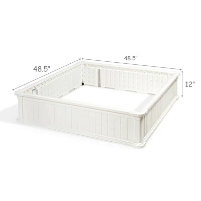 Costway 4 Pcs 48.5'' Raised Garden Bed Square Plant Box Planter Flower Vegetable White 2 Costway 4 Pcs 48.5'' Raised Garden Bed Square Plant Box Planter Flower Vegetable White - Image 2