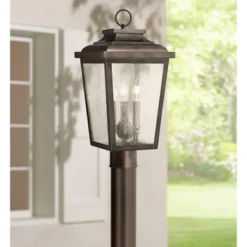 Minka Lavery Rustic Outdoor Post Light Fixture Chelsea Bronze 18" Clear Seedy Glass For Exterior Barn Deck House Porch Yard Patio