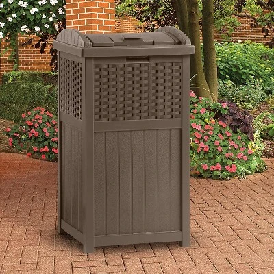 Suncast Trash Hideaway Outdoor Garbage & Outdoor Patio Storage Deck Box, Brown 2 Suncast Trash Hideaway Outdoor Garbage & Outdoor Patio Storage Deck Box, Brown - Image 2