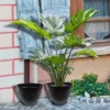 Set Of 2 Resin Indoor/Outdoor Planters Black - Alpine Corporation