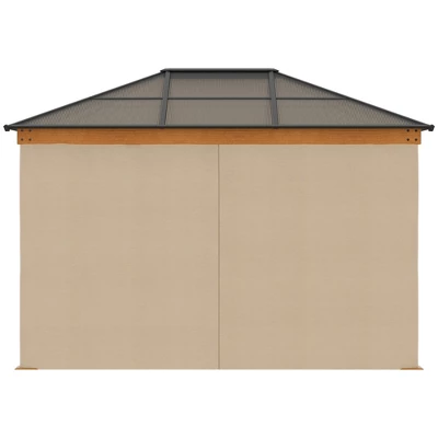 Outsunny 10' X 12' Hardtop Polycarbonate Gazebo Canopy, Aluminum Frame Pergola With Top Vent, Netting & Sidewalls For Garden, Patio, Khaki 4 Outsunny 10' X 12' Hardtop Polycarbonate Gazebo Canopy, Aluminum Frame Pergola With Top Vent, Netting & Sidewalls For Garden, Patio, Khaki - Image 4
