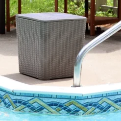 Sunnydaze Decor Sunnydaze Rattan Design Outdoor Side Table With Storage - 11.5-Gal.