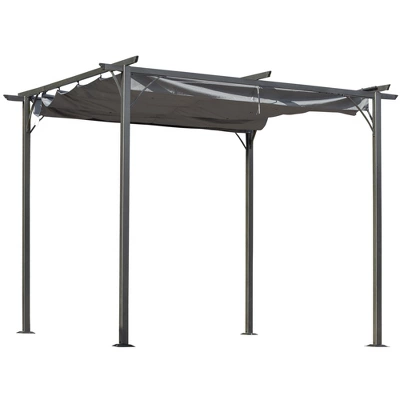 Outsunny 10' X 10' Retractable Patio Gazebo Pergola With UV Resistant Outdoor Canopy & Strong Steel Frame 9 Outsunny 10' X 10' Retractable Patio Gazebo Pergola With UV Resistant Outdoor Canopy & Strong Steel Frame - Image 9