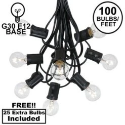 Novelty Lights 100 Feet G30 Globe Outdoor Patio String Lights, Black Wire -Sunnydaze Decor Store GUEST f8813000 c771 4d4d 940e f161653a63b5