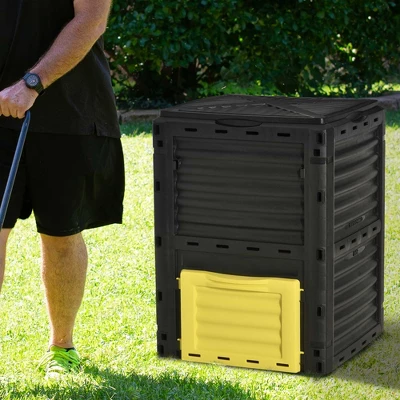 Outsunny Garden Compost Bin 80 Gallon Outdoor Large Capacity Composter Fast Create Fertile Soil Aerating Box, Easy Assembly 5 Outsunny Garden Compost Bin 80 Gallon Outdoor Large Capacity Composter Fast Create Fertile Soil Aerating Box, Easy Assembly - Image 5