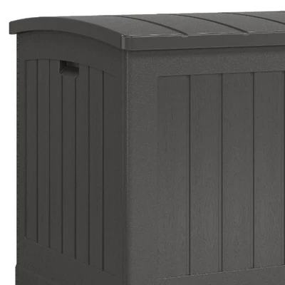 Suncast Decorative Lockable Large 200-Gallon 58" X 32" Plastic Deck Storage Box For Garden Supplies And Yard Accessories, Gray 1 Suncast Decorative Lockable Large 200-Gallon 58" X 32" Plastic Deck Storage Box For Garden Supplies And Yard Accessories, Gray