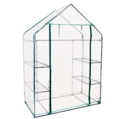 Sunnydaze Decor Sunnydaze Outdoor Portable Tiered Growing Rack Deluxe Walk-In Greenhouse With Roll-Up Door - 4 Shelves - Clear - 54" X 28" X 77" -Sunnydaze Decor Store GUEST f97a97ed b8ec 4293 b6e7 9f794031efec