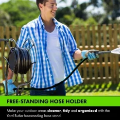 Yard Butler Free Standing Swivel Hose Reel - Water Hose Caddy For Yard Or Garden - Freestanding Metal With Patio Base