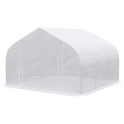 Outsunny 12' X 10' X 7' Walk-in Outdoor Tunnel Greenhouse, PE Cover, Steel Frame, Roll-Up Zipper Door & 6 Windows For Tropical Plants, White 7 Outsunny 12' X 10' X 7' Walk-in Outdoor Tunnel Greenhouse, PE Cover, Steel Frame, Roll-Up Zipper Door & 6 Windows For Tropical Plants, White -Sunnydaze Decor Store GUEST fa359d32 040e 45ca 9d3b 81f12d27d3ff