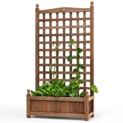 Costway 2 PCS Solid Wood Planter Box With Trellis Weather-Resistant 25"x11"x48" -Sunnydaze Decor Store GUEST fae02a19 c1aa 493b 8e64 715fe38e6e69