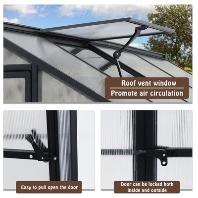 AOODOR Walk-in Greenhouse Polycarbonate Panel Hobby GreenhousesGarden 2 AOODOR Walk-in Greenhouse Polycarbonate Panel Hobby GreenhousesGarden - Image 2