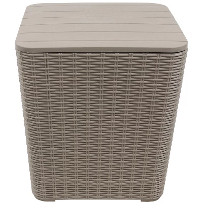 Sunnydaze Decor Sunnydaze Rattan Design Outdoor Side Table With Storage - 11.5-Gal. 9 Sunnydaze Decor Sunnydaze Rattan Design Outdoor Side Table With Storage - 11.5-Gal. - Image 9