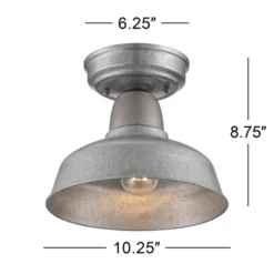 John Timberland Urban Barn Rustic Industrial Farmhouse Semi Flush Mount Outdoor Ceiling Light Galvanized Metal 8 3/4" For Post Exterior Barn Deck Yard -Sunnydaze Decor Store GUEST fbac2212 0ad7 4185 8348 460586dc9de4