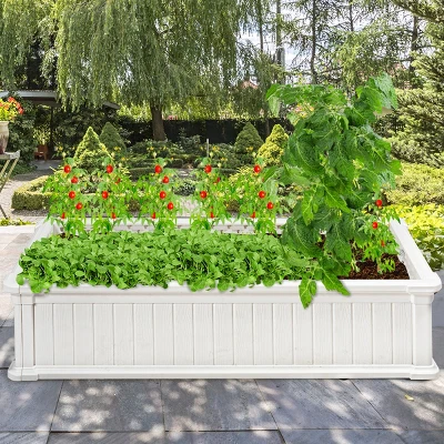 48''x24''Raised Garden Bed Rectangle Plant Box Planter Flower Vegetable White 9 48''x24''Raised Garden Bed Rectangle Plant Box Planter Flower Vegetable White - Image 9