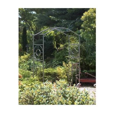 Achla Designs 84" Elegant Handcrafted Tuscany Iron Garden Arbor Graphite Powder Coated Finish 2 Achla Designs 84" Elegant Handcrafted Tuscany Iron Garden Arbor Graphite Powder Coated Finish - Image 2