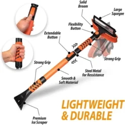 Zone Tech Ice Scraper And Extendable Brush 360° Snow Brush Head For Car Windshield Flexible Arm Ice Scraper Tool Snow Removal