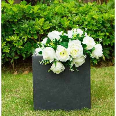 12" Square Concrete/Fiberglass Elegant Indoor/Outdoor Planter Charcoal Gray - Rosemead Home & Garden, Inc. 3 12" Square Concrete/Fiberglass Elegant Indoor/Outdoor Planter Charcoal Gray - Rosemead Home & Garden, Inc. - Image 3
