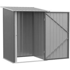 Outsunny 3.3' X 3.4' Lean-to Garden Storage Shed, Small Outdoor Galvanized Steel Tool House With Lockable Door For Patio, Backyard, Lawn, Gray -Sunnydaze Decor Store GUEST fe02427a 0ffb 48d2 be5a c6359bfd21b6