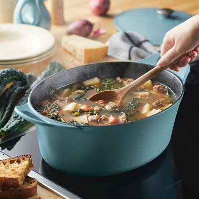Rachael Ray Premium RUST-RESISTANT Cast Iron Dutch Oven 6.5qt Agave Blue 3 Rachael Ray Premium RUST-RESISTANT Cast Iron Dutch Oven 6.5qt Agave Blue - Image 3