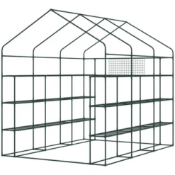 Outsunny 8' X 6' X 7' Walk-in Greenhouse, 18 Shelf Hot House, Roll Up Zipper Door, UV Protective For Flowers, Herbs, Vegetables, Green -Sunnydaze Decor Store GUEST ffa53e63 4a89 4c0a 997c 5b0eabfba02d