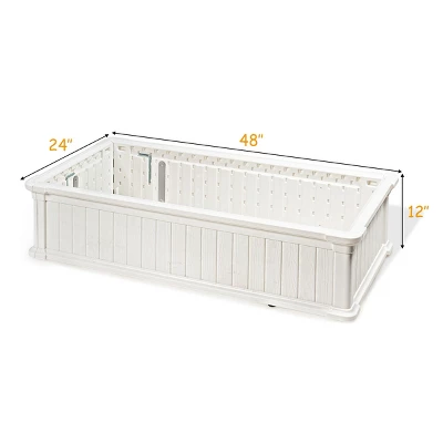 48''x24''Raised Garden Bed Rectangle Plant Box Planter Flower Vegetable White 1 48''x24''Raised Garden Bed Rectangle Plant Box Planter Flower Vegetable White
