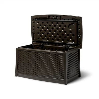 Suncast Resin Coffee Table With Storage & Suncast Resin Wicker 33 Gal. Trash Can 4 Suncast Resin Coffee Table With Storage & Suncast Resin Wicker 33 Gal. Trash Can - Image 4